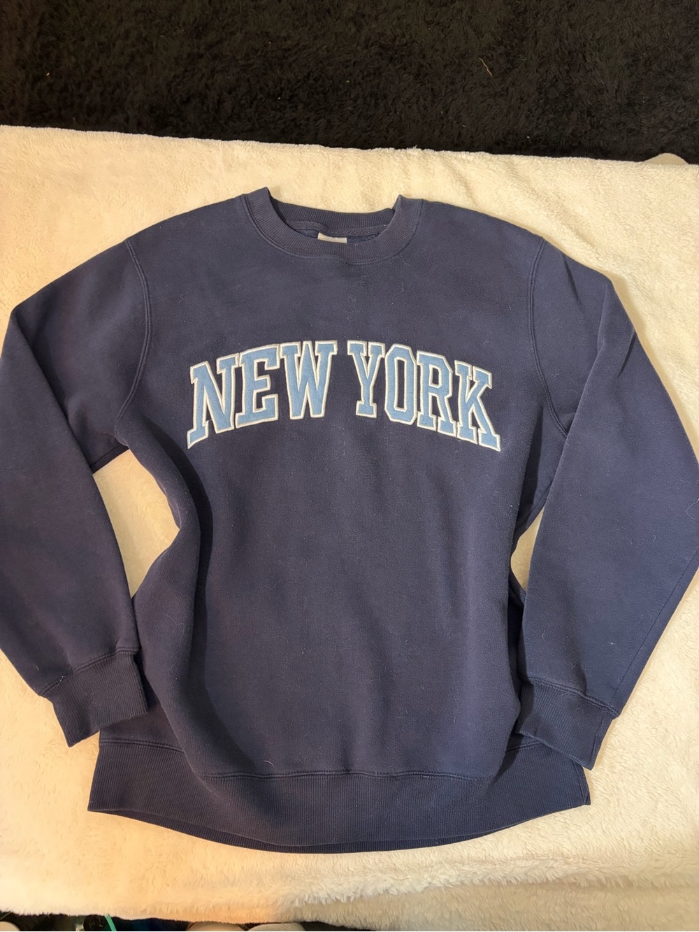 LG Navy Crewneck Sweatshirt with NEW YORK Applique